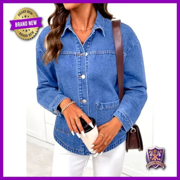 Oversized Denim Jacket Classic Boyfriend Fit Casual Chic Trendy Minimal